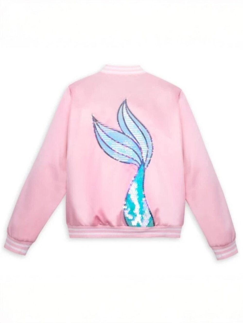 NWT Pink Disney Store Ariel Satin Varsity Jacket, The Little Mermaid, XL
